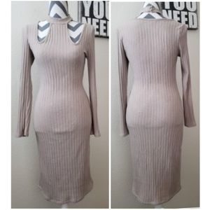 NWOT Charlotte Russe Nude Rib knit midi dress